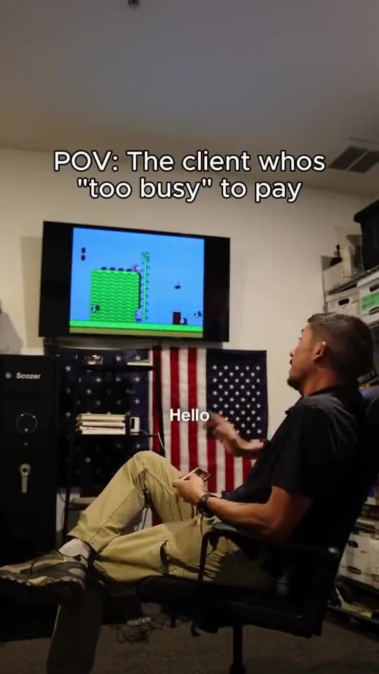 A Maintenance America LV short TAAM made: the client who is too busy to pay